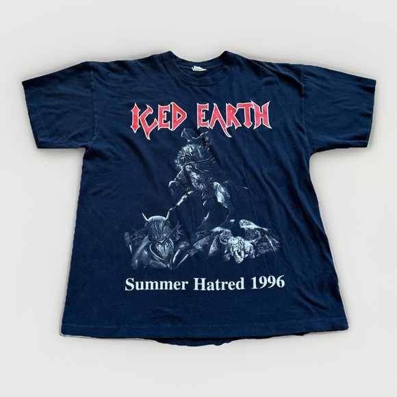 Vintage Iced Earth Shirt Mens L Metal Band Tee Sumer Hatres 1996‎ Concert Tour - Picture 1 of 7